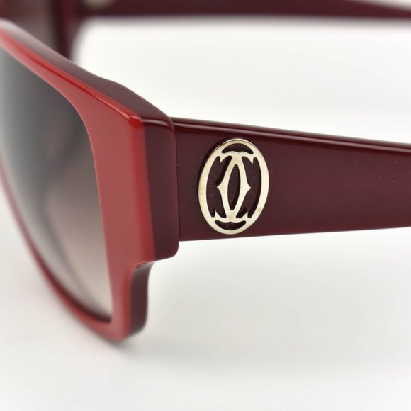 CARTIER Burgundy/Red & Double C Logo Sunglasses nm - Picture 4 of 10